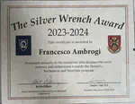 I was awarded the 2024 Silver Wrench Award by the MME Department.